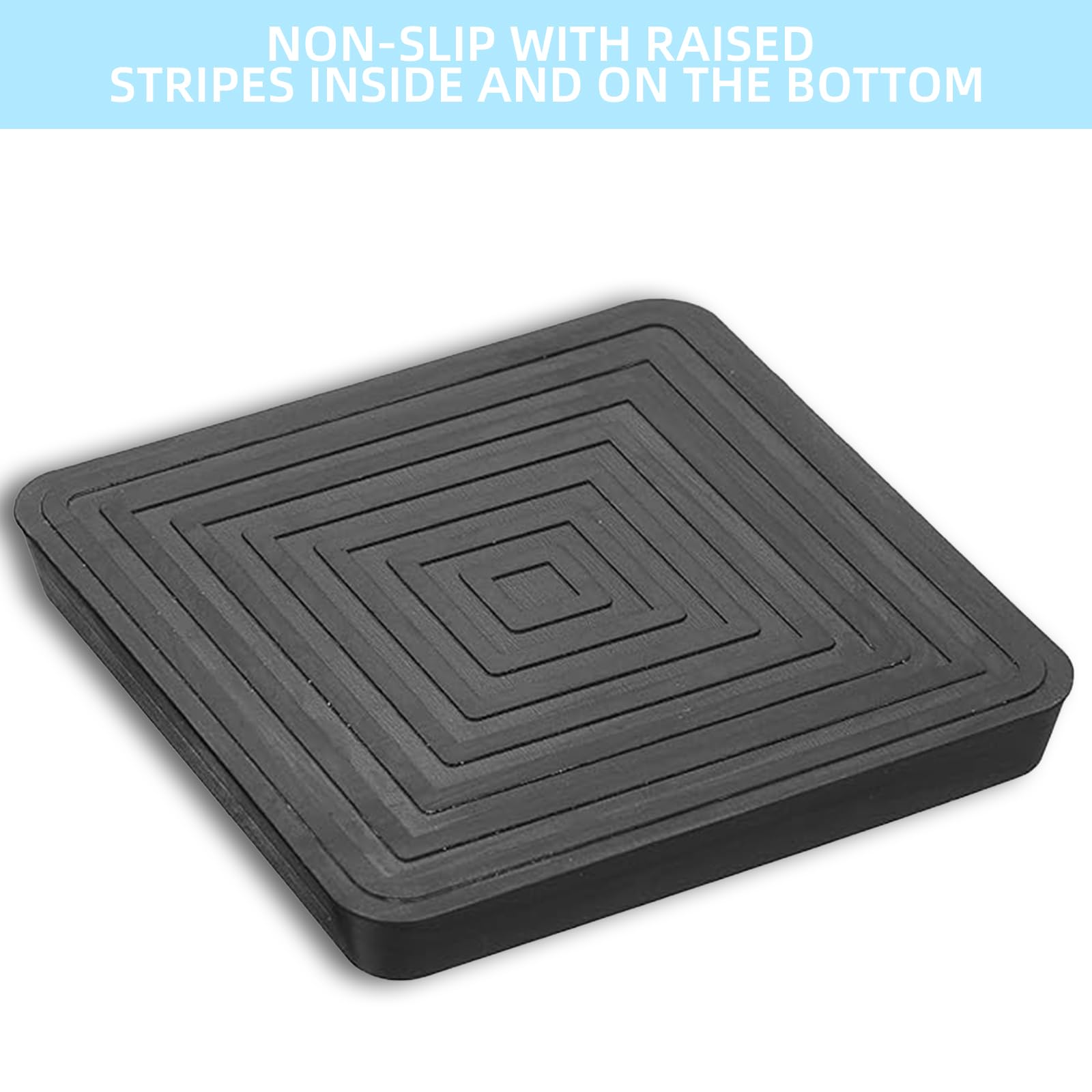 NIYATA 4 Pcs Furniture Coasters Cups,Piano Square Rubber Foot Pads,Rubber Square Feet Caster Cups,Anti Slip Furniture Pads for Hardwood Floors,Non Slip Chair Leg Floor Protectors,2.5 Inch,Black - Image 4