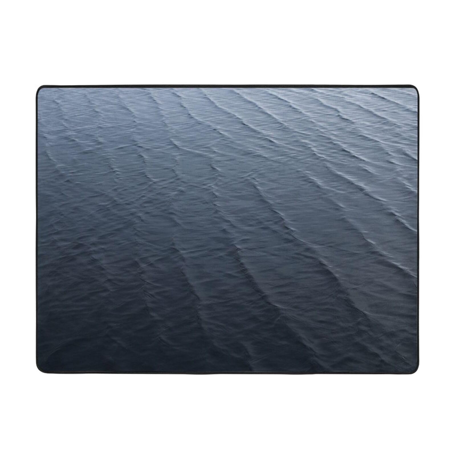 Tapis en flanelle vagues noires 160x121cm antidérapant et moelleux pour salon et bureau