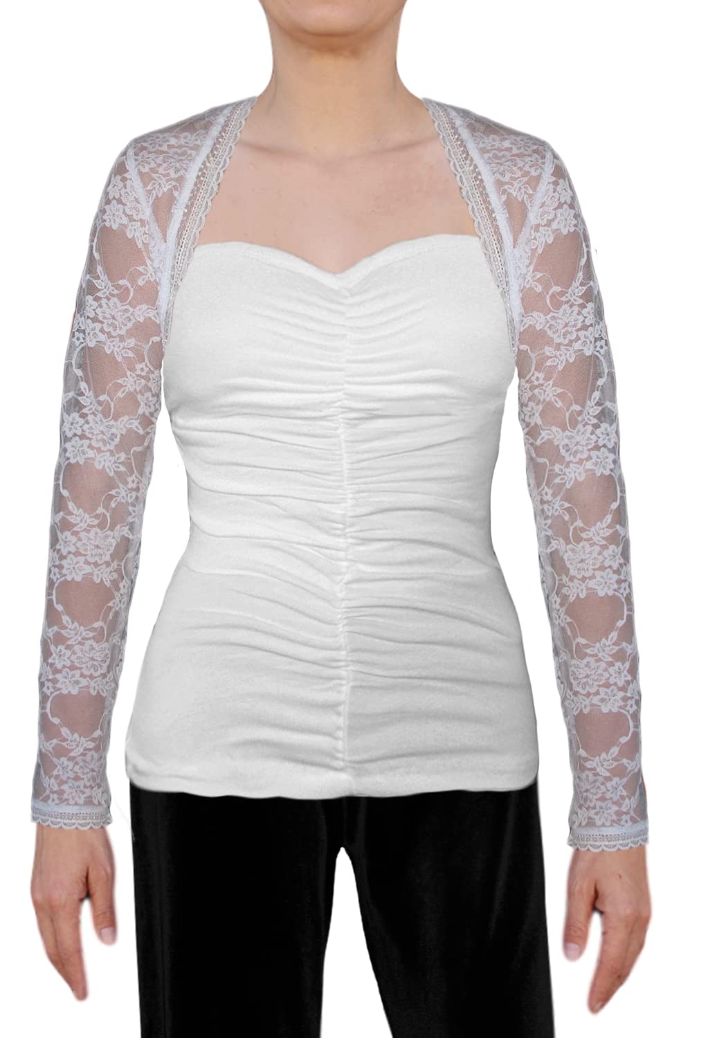Ooh La La Long Sleeve Stretch Lace or Velvet Cropped Bolero Shrug Jacket