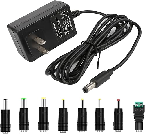 Cable de fuente de alimentación de CA de 12 V 1.5 A compatible con adaptador de 1A 0.8 A 0.5 A, enchufe de CC de 0.217 x 0.083 in y cargador