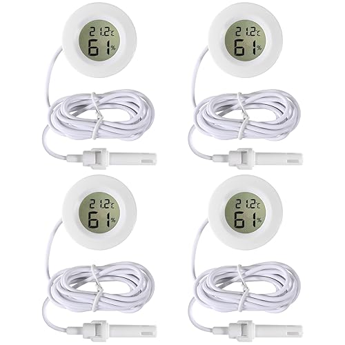 Miniatura 1 de Mini termómetro higrómetro con sonda, medidor de humedad digital redondo con pantalla LCD para interiores y exteriores, termómetro higrómetro para