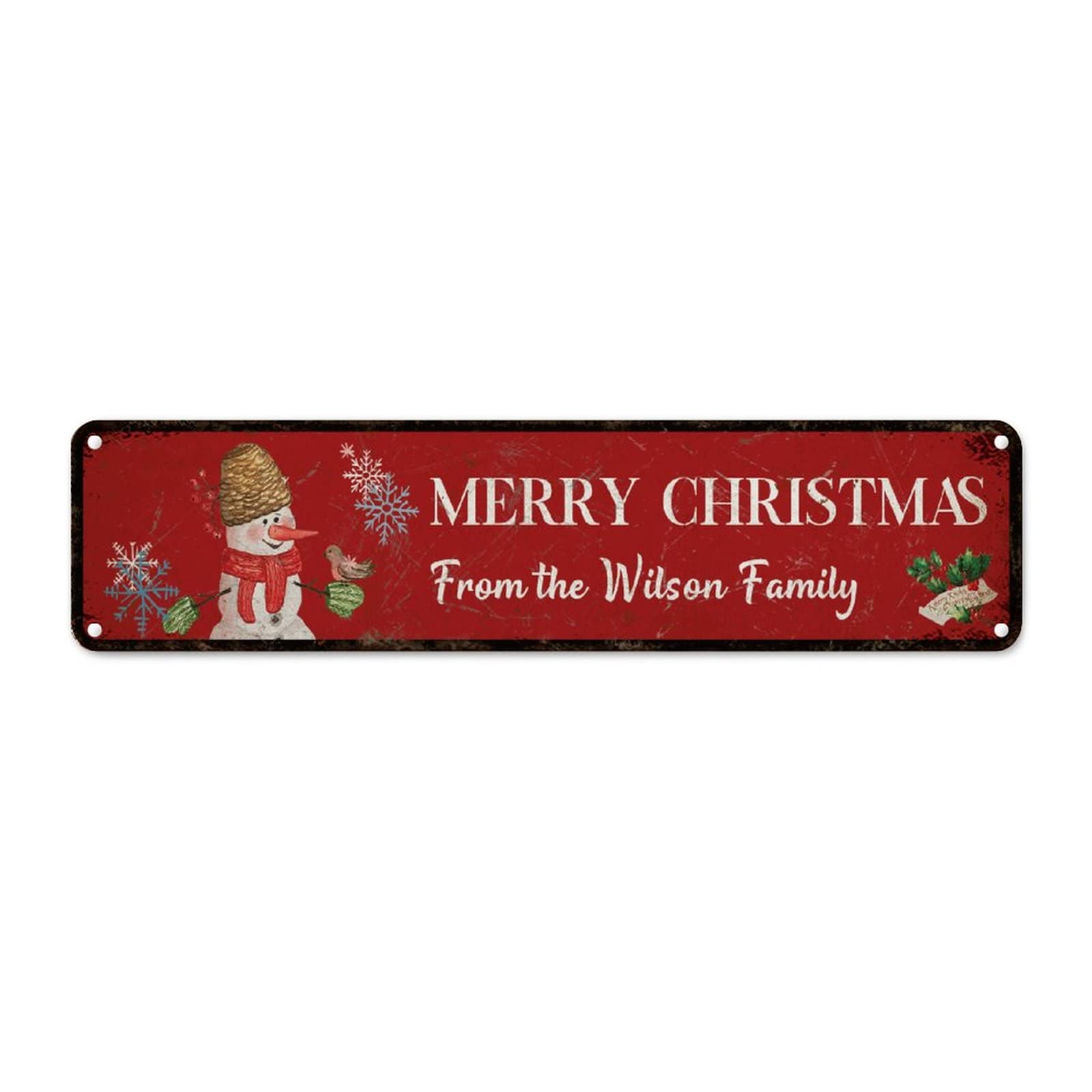 Panneau Merry Christmas en métal rouge pour habiller un mur vide de chambre ou de cour