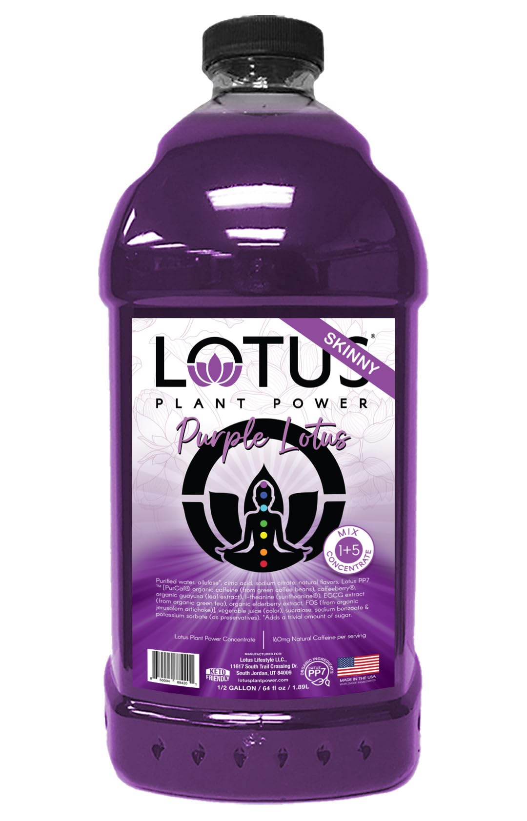 Skinny Purple Lotus Plant Energy Drink Concentrate | Zero Sugar | 64 fl oz | 1:5 | Natural Caffeine from Green Coffee Bean