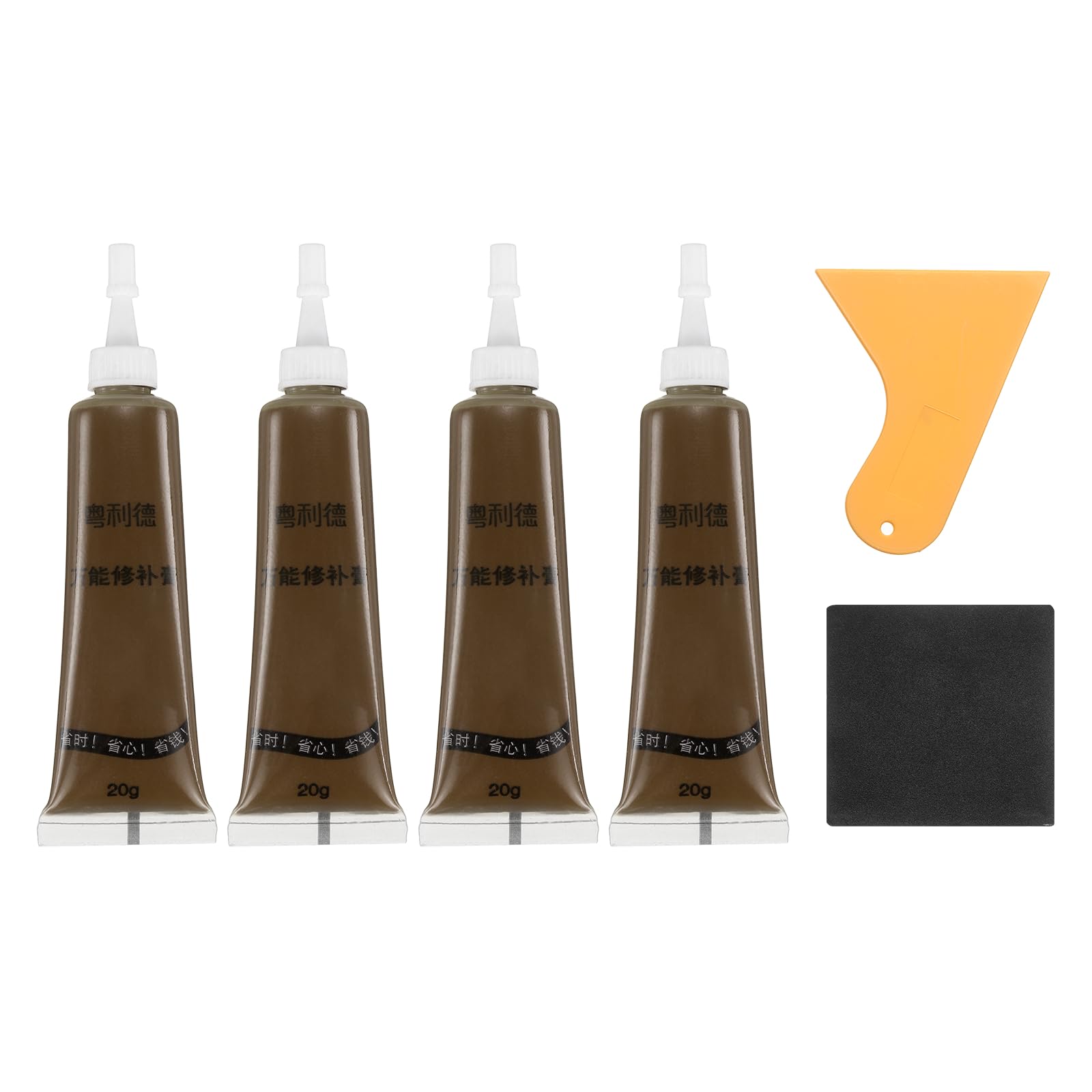 sourcing map Wood Repair Kit, 4 Pcs Touch Up Filler Wood with Scraper Sandpaper for Scratches Holes Crack Tables Desks Wooden Floors Repair Cover Ups, Light Walnut — image 1