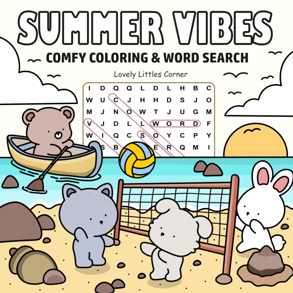 Summer Vibes: A Cozy Coloring & Word Search Book