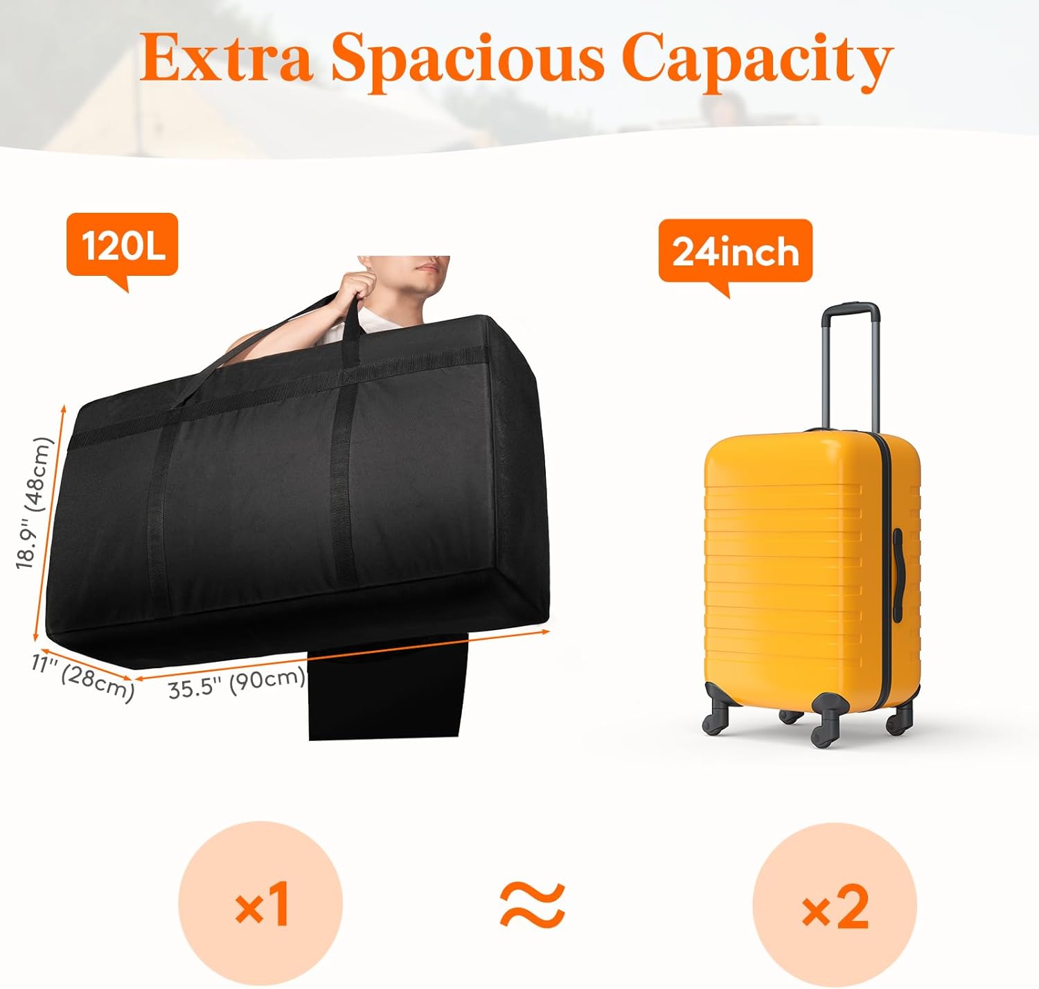Lifewit 120L Extra Large Storage Duffle Bag for Traveling, Foldable Moving Bag with Zippers and Handles, Heavy Duty Storage Bags Big Totes for Travel Camping, Storage Bins with Lids for Luggage 2 Pack