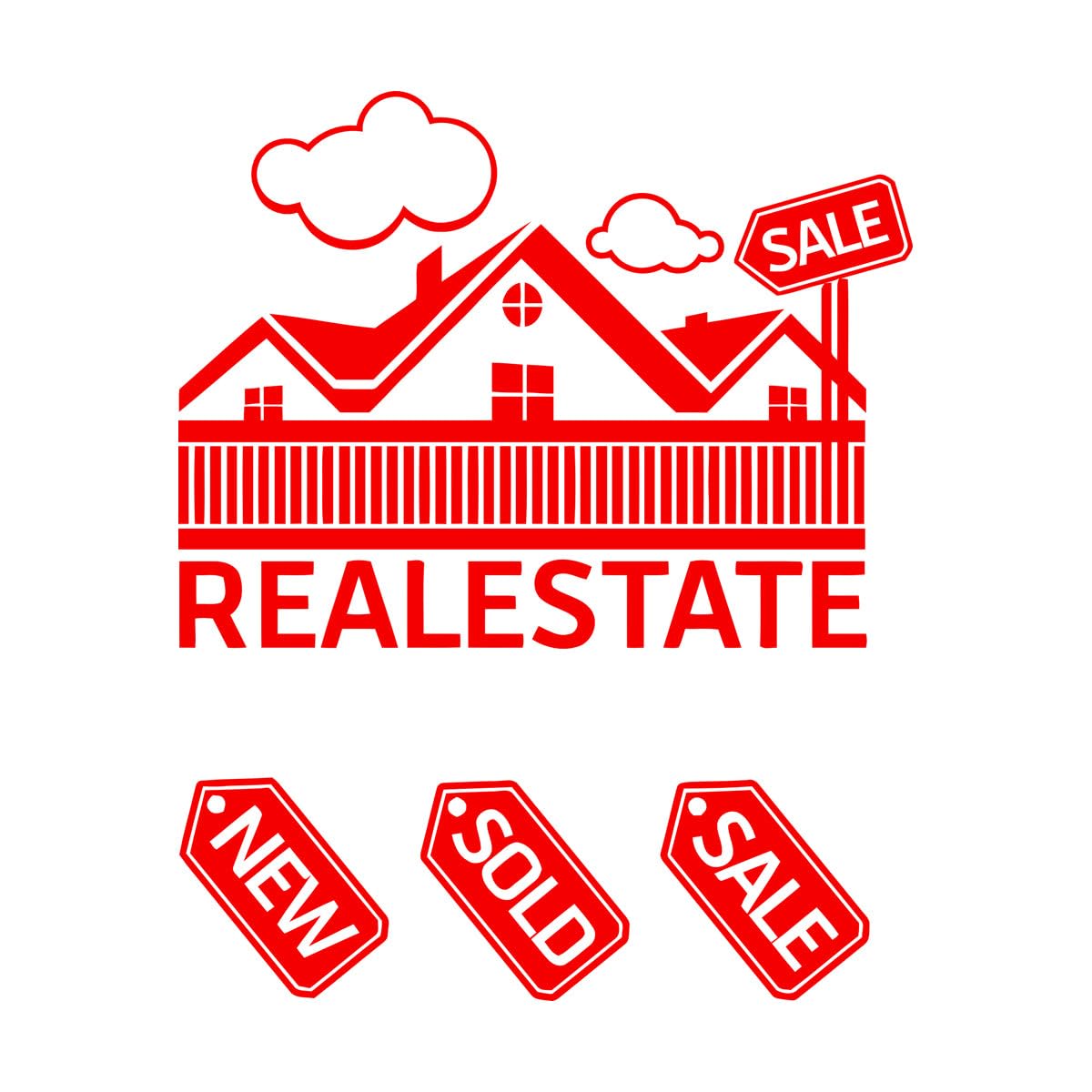 Realtor Office New Sold Sale Real Estate Home Rent Wall Decals PVC 36x44.8cm Waterproof Small red