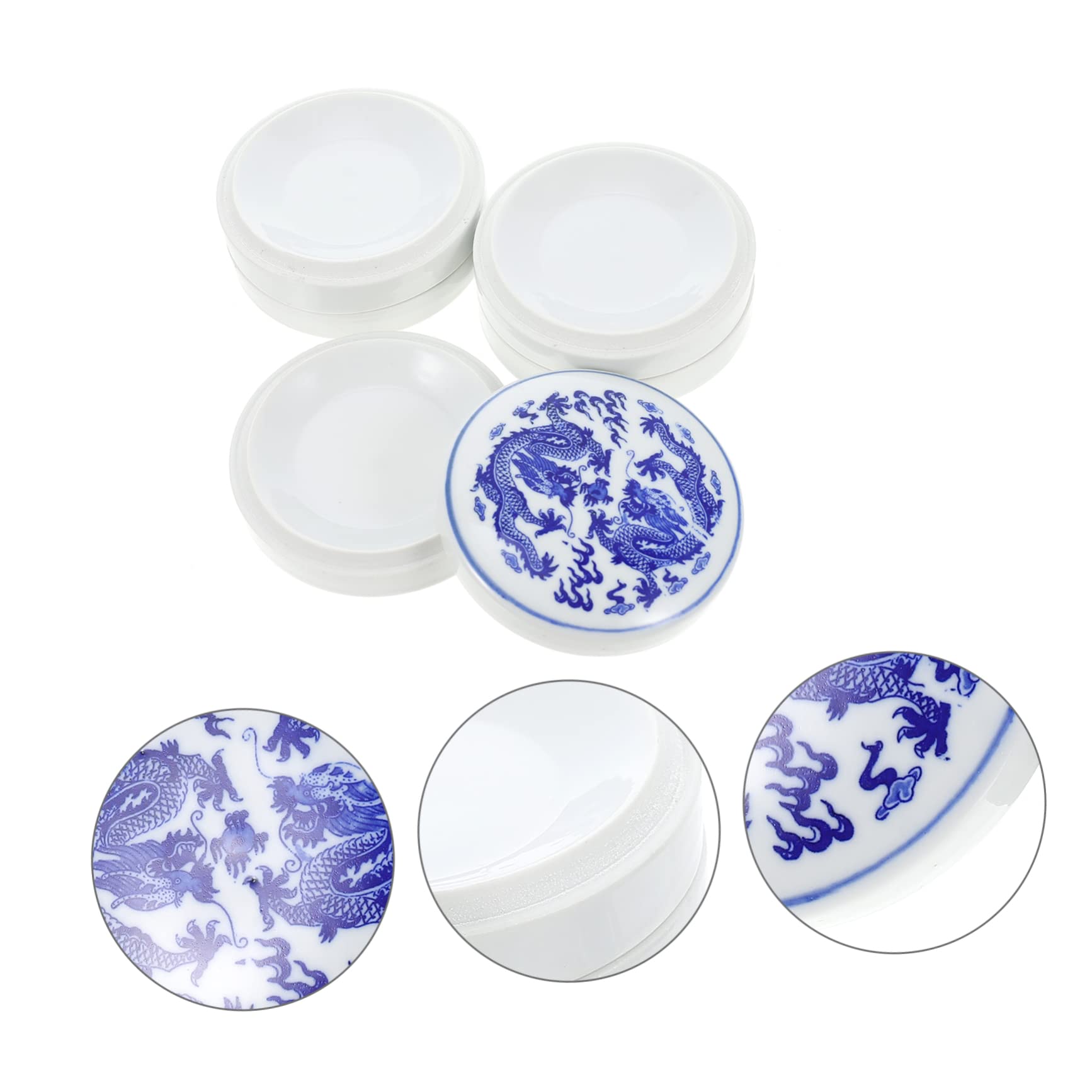 SHINEOFI Tavolozza in Ceramica Bianca a Strati con Coperchio, Superficie Liscia per Mescolare Colori, Facile da Pulire per Pittura e Calligrafia