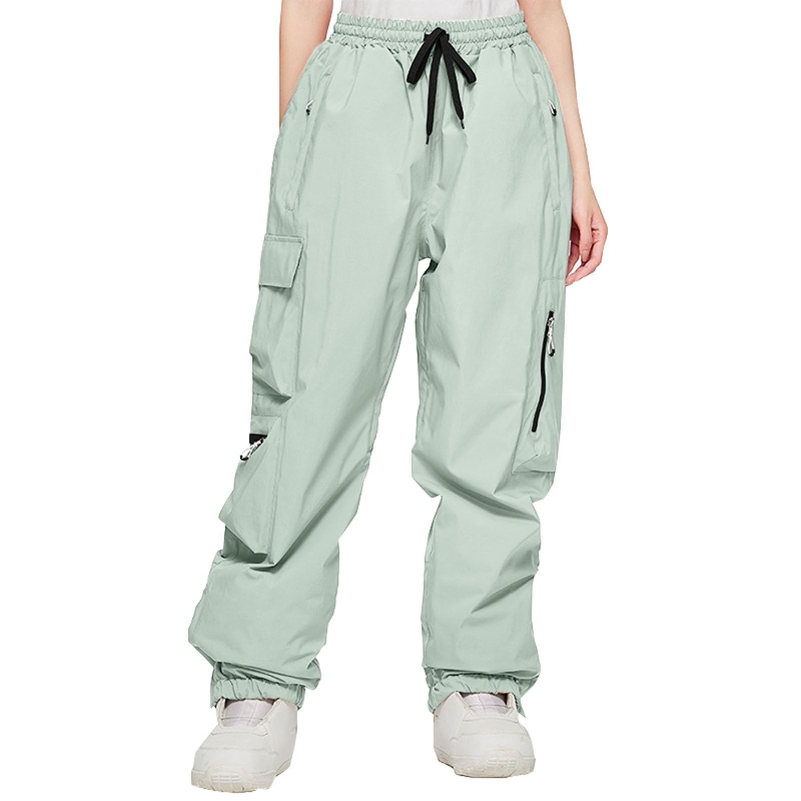 Pantalon de ski baggy pour femme - Imperméable et respirant - Avec élastique - Avec poches - Couleur unie - Pantalon d'hiver chaud et fonctionnel - Pantalon cargo - Pantalon de snowboard léger