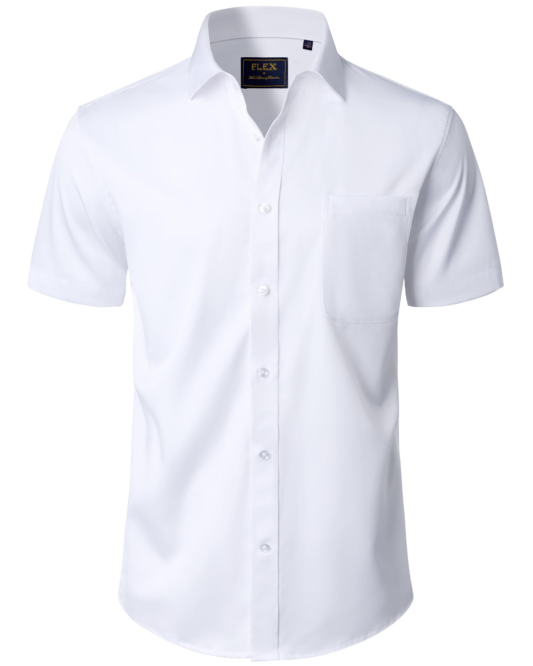 J VER Mens Short Sleeve Dress Shirts Solid Wrinkle Free Casual Button Down Shirt with Pocket