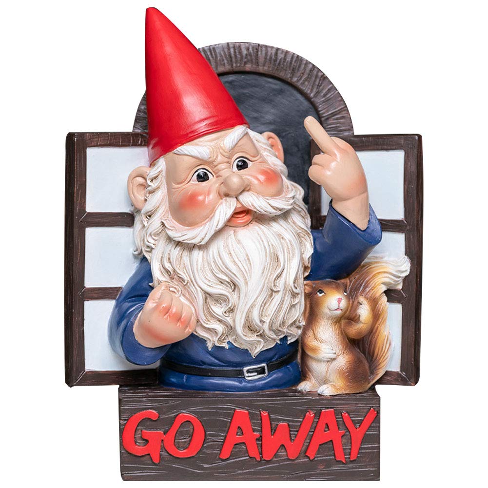 Grumps Go Away!,Big Go Away Gnome With Amazing Detail,Large Rude Garden Gnomes,Waterproof Resin For Yard Lawn Garden Decorations And Gift