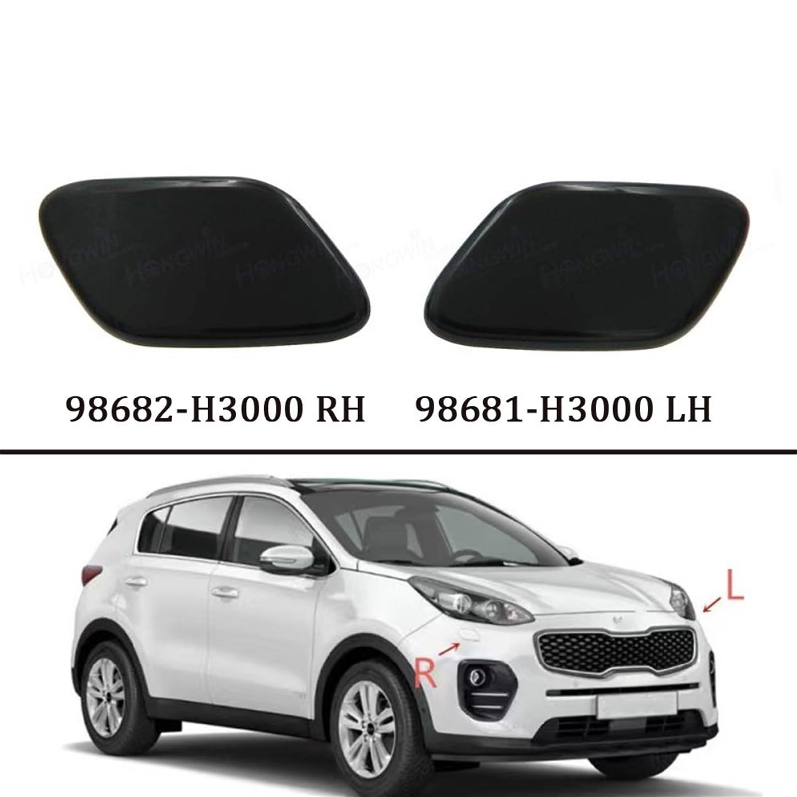 Pasuje do KIA Sportage 2016-2018 KX5 98681-H3000 98682-H3000 Osłona dyszy spryskiwacza reflektora przedniego zderzaka Dysza spryskiwacza przedniej szyby