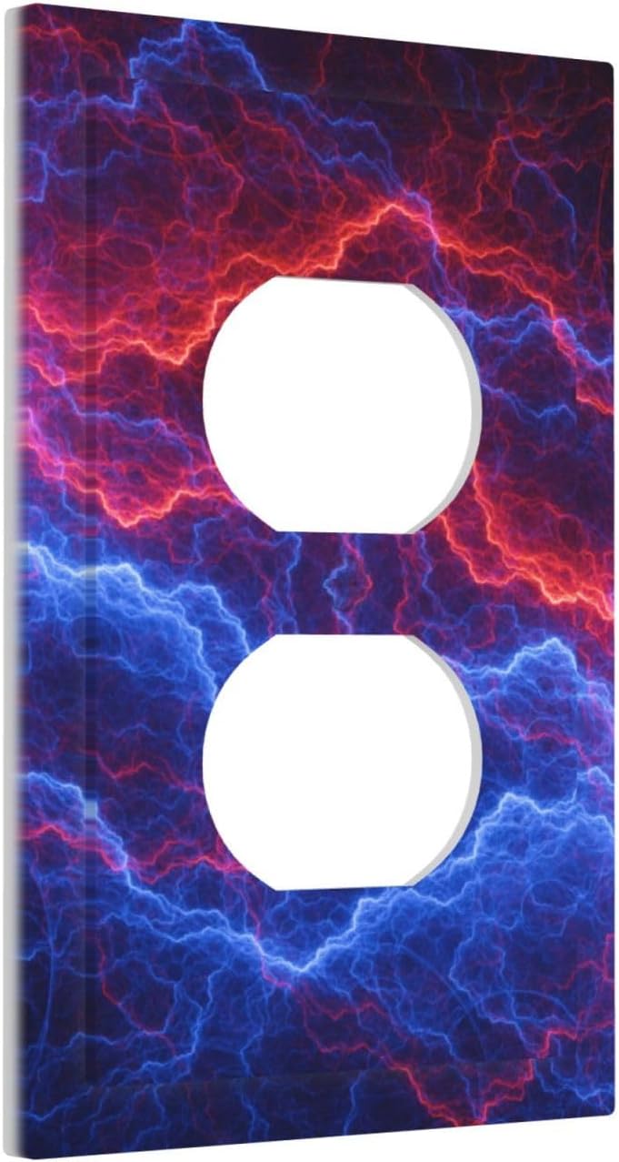 Duplex Device Receptacle Fire Ice Abstract Wall Plate, 1-Gang Electrical Switch Duplex Outlet Plug Cover Decorative Wallplate