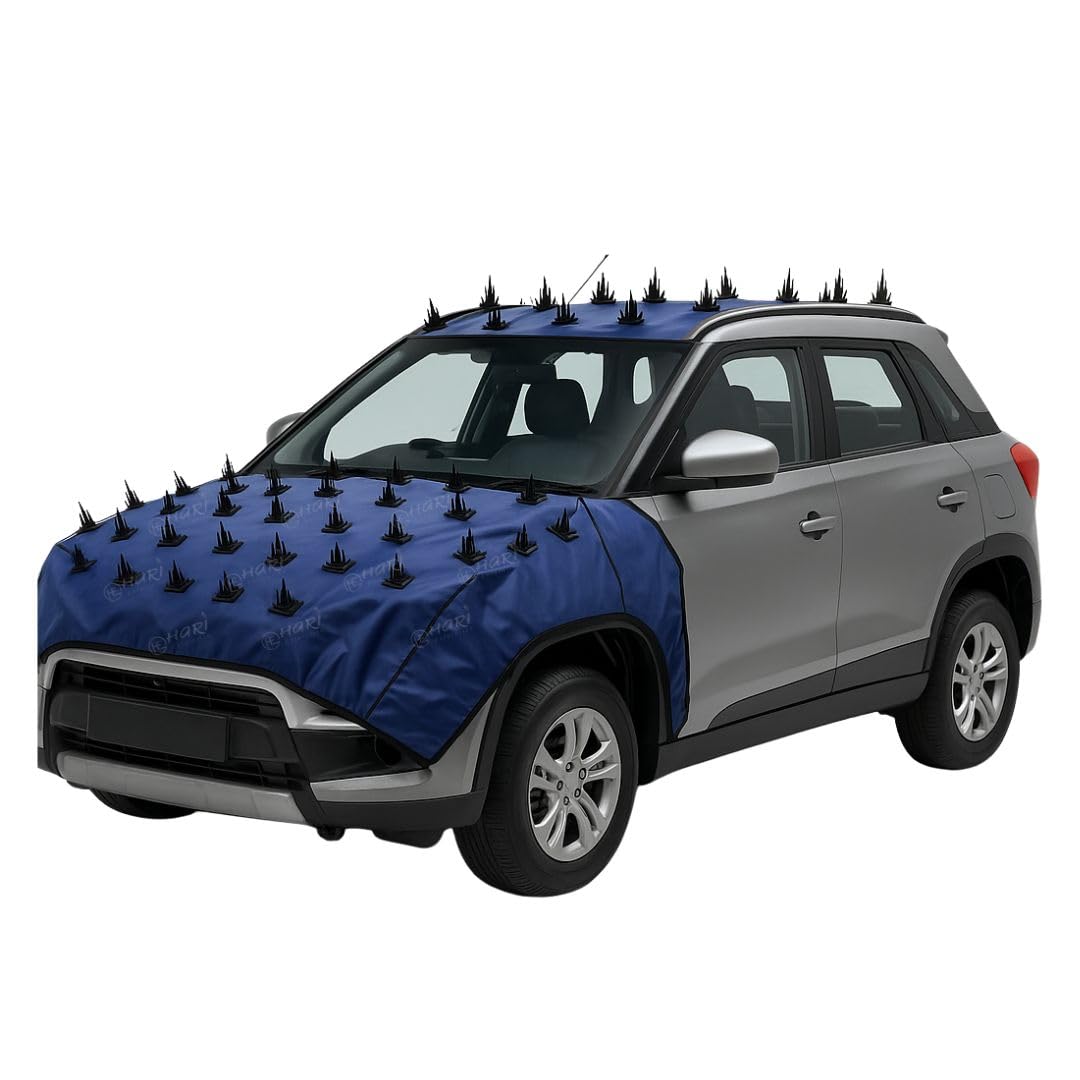 Plastic Hari Car Protection Bonnet Cover (Spikes) Only 1Pcs Universal Size Single Half Pcs Cover (Small), Black