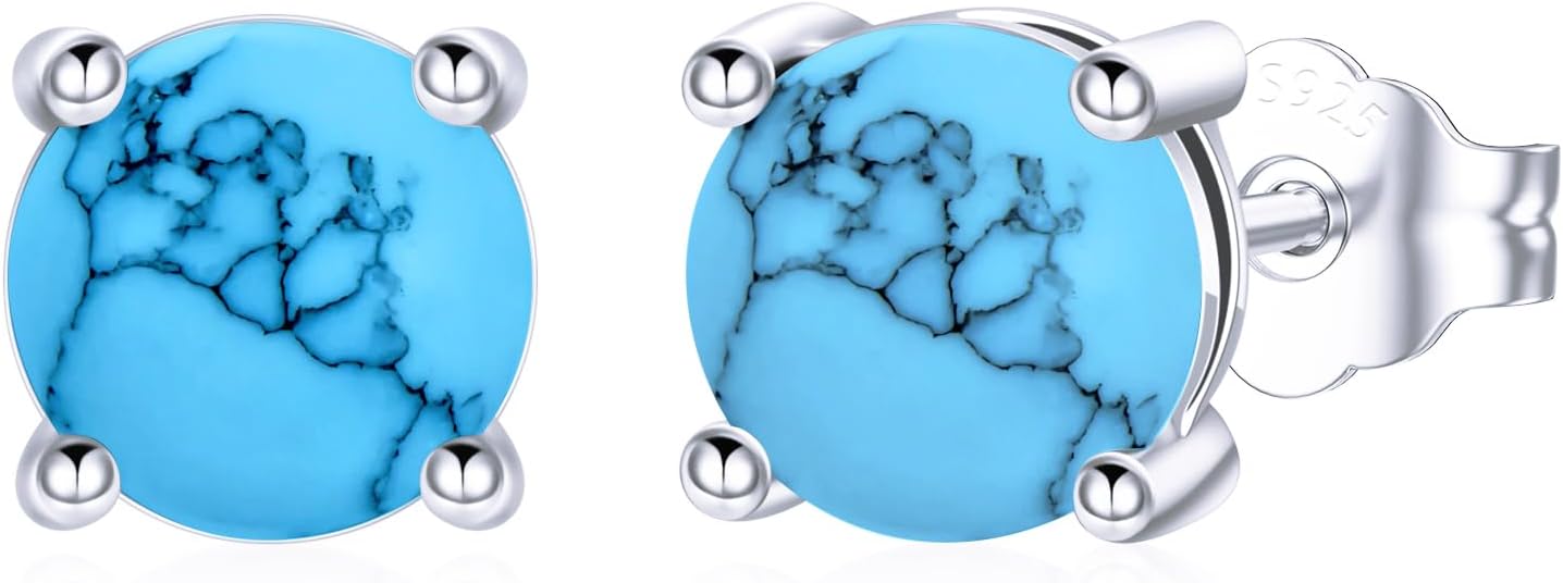 Birthstone Earrings For Women 925 Sterling Silver Gemstone Stud Earrings Dainty Birthstone Jewelry Earrings For Her