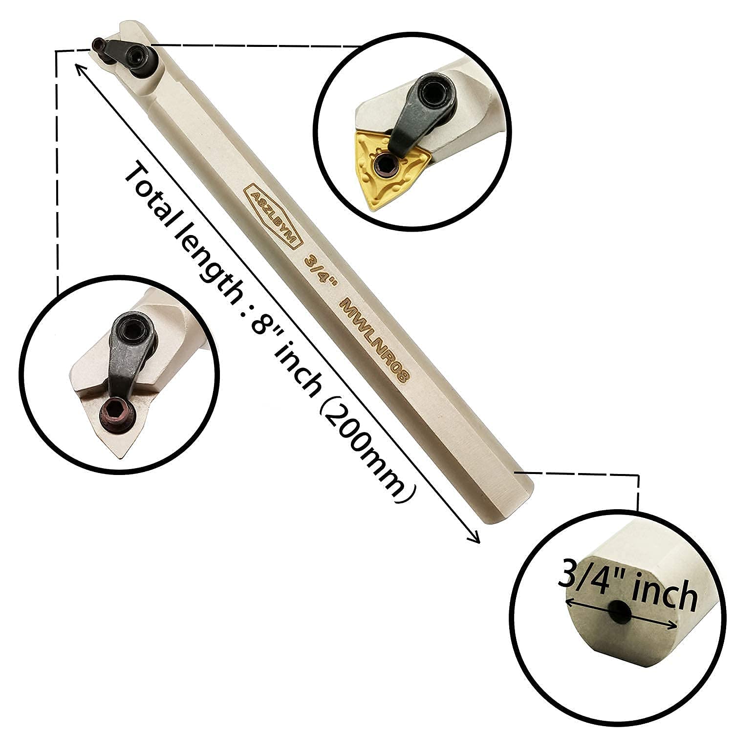 3/4" Lathe Turning Tool Holder S20R-MWLNR08 MGIVR2016-2 MGIVL2016-2 MTJNR1616H16 MWLNR1616H08 MCLNR1616H12 with 10PCS WNMG432 2PCS MGMN200-G NC3020 Indexable Carbide Turning Inserts