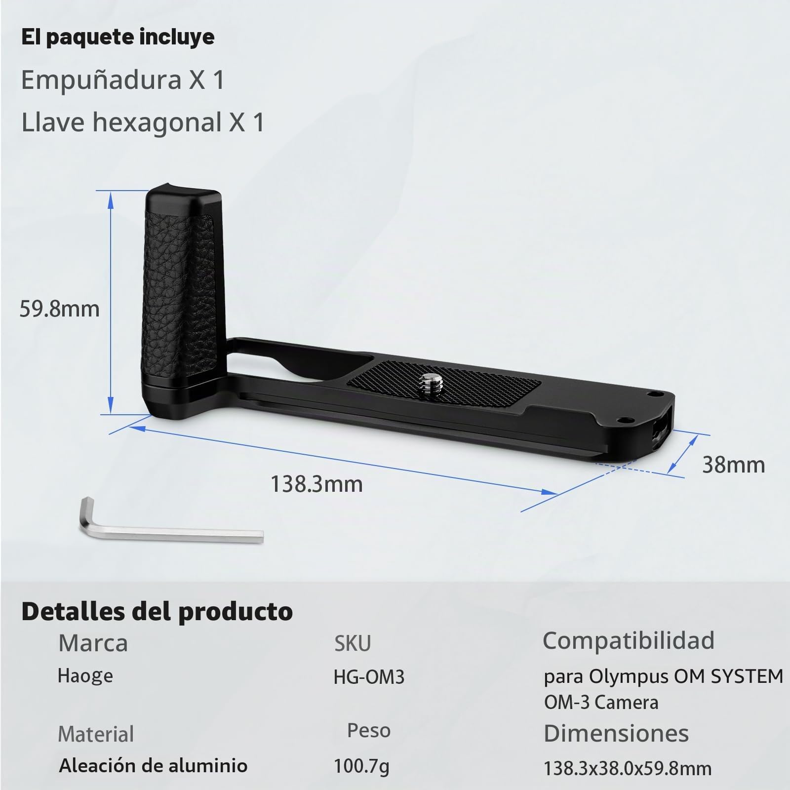 Haoge Soporte de cámara OM3 para OM SYSTEM OM-3 Fit Arca Swiss Kirk RRS placa de liberación rápida HG-OM3