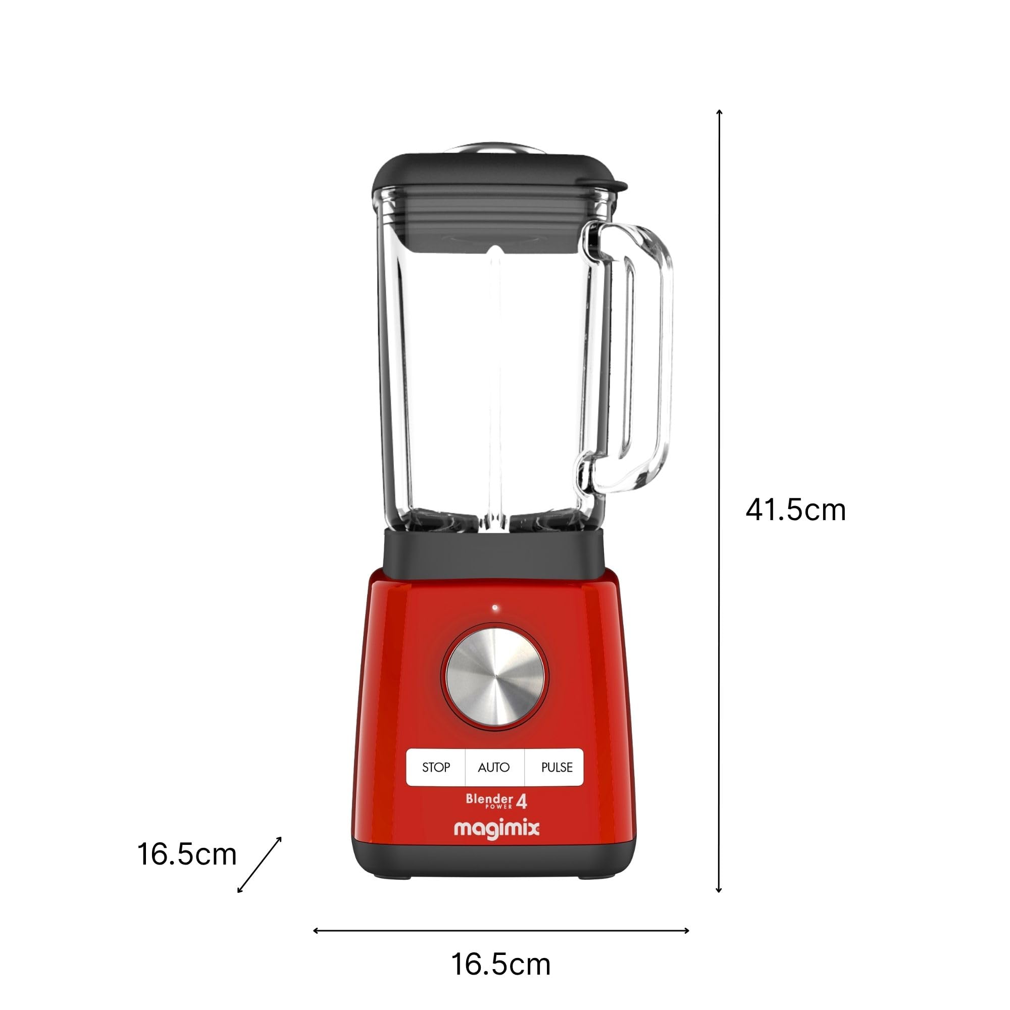 magimix Frullatore 2,5 L - Power 4 - Blender 1300W, Vaso in Vetro termoresistente, 4 Programmi Automatici, Smoothie, Zuppe, Ghiaccio Tritato, Pulizia Automatica - Rosso