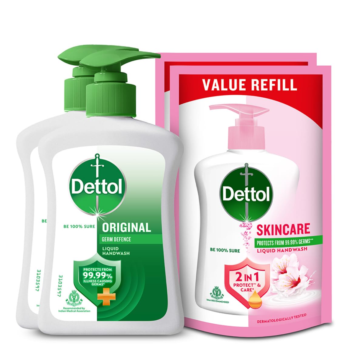 Dettol Liquid Handwash (Original), 200 ml with Free Liquid Handwash, 175 ml (Skincare), Pack of 2