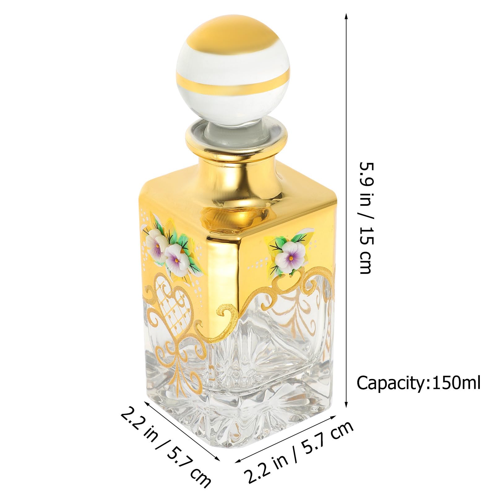 Botella de Perfume de Vidrio de 150ml Recargable Efecto Decorativo, Estilo Clásico y Elegante para Uso Personal y Viaje