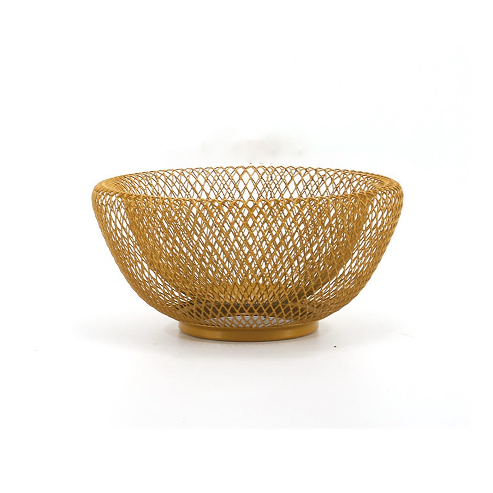 Iron Fruit Basket for Kitchen Counter, Ready to Use Wire Mesh Bowl Countertop Vegetable Bread Storage Breathable Drainage(Gold,25x10.5cm)