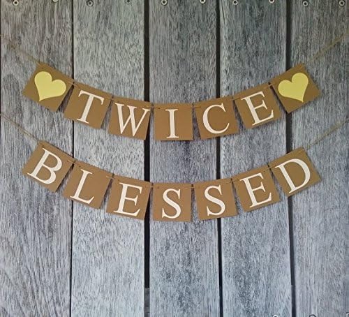 Twice Blessed Banner, Twins Banners, Twins Baby Shower Decorations