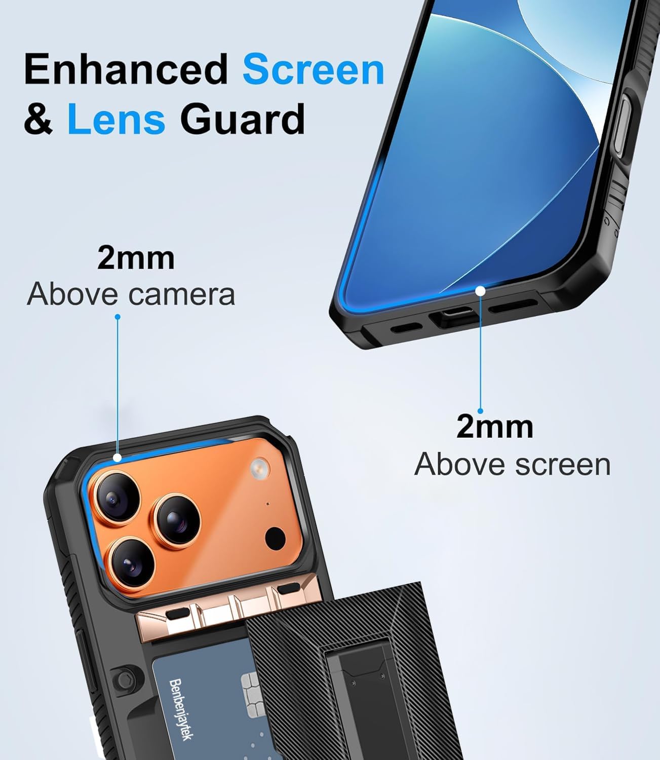 for iPhone 17 Pro Wallet Case with Card Holder, [4 Cards] [Kickstand] [1 Screen Protectors] [Military Grade Protection] Shockproof Phone Case for iPhone 17 Pro 6.3 inch (Bronze) - Image 4