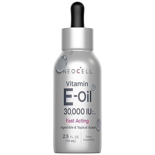 NeoCell Aceite de vitamina E 30000iu  2.5 onzas líquidas  Grado ingestible y tópico  Fórmula de acción rápida  para piel, cabello y cara
