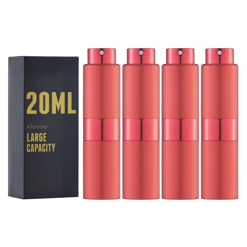 Frasco atomizador recarregável para perfume owlyee 20 mL, conjunto com 4