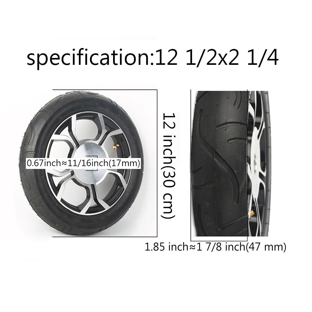 12 Zoll Elektrorollstuhl Hinterräder 12,5 x 2,25 Ersatz Lauflernräder Pneumatische PU-Reifen Rollstuhlteile Austauschbare Trolley-Räder Set von 2