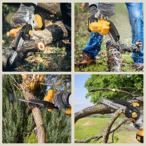 Akku Kettensäge 6 Zoll Mini motorsäge - Handkettensäge Elektrisch mit Akku & Schnittsc Handschuhe & Ladegerat für Heimischer Garten Schneiden Kleinholz – Bild 7