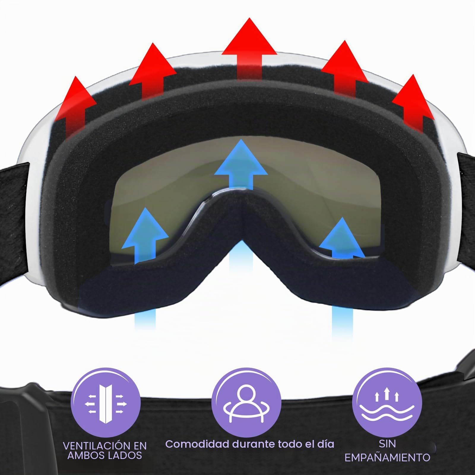 Gafas de esquí para niños antivaho protección UV400
