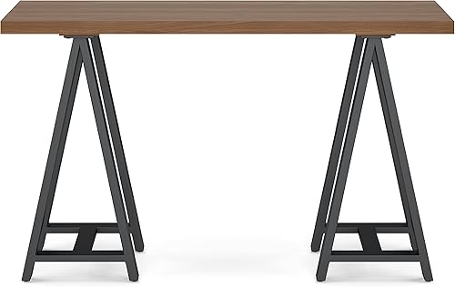 Miniatura 39 de SIMPLIHOME Sawhorse - Mesita de noche de madera maciza de 24 pulgadas de ancho, moderna, industrial, color gris envejecido, para sala de estar y