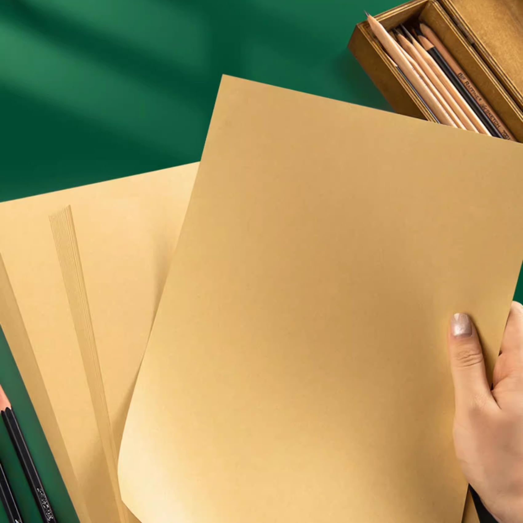 HningBuyox 300 hojas de papel kraft, papel de impresora marrón, 120 g, papel de papelería marrón de doble tamaño para manualidades, dibujo, proyectos de bricolaje, invitaciones, compatible con