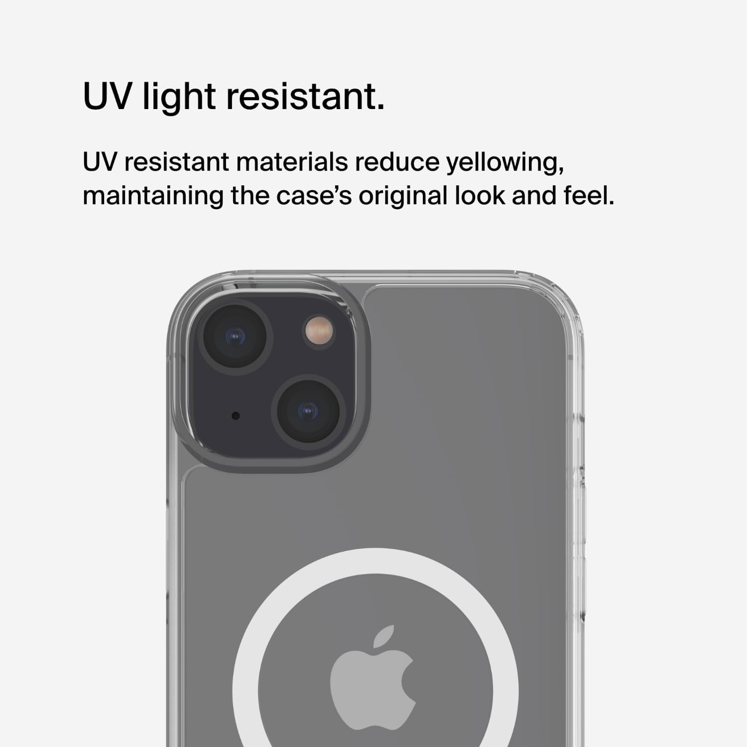 Belkin SHEERFORCE™ MagSafe Compatible Phone Case for iPhone 14 Plus with Treated Coating, Built-in Magnets, and Raised Edge Bumper for Screen & Camera Protection - Clear