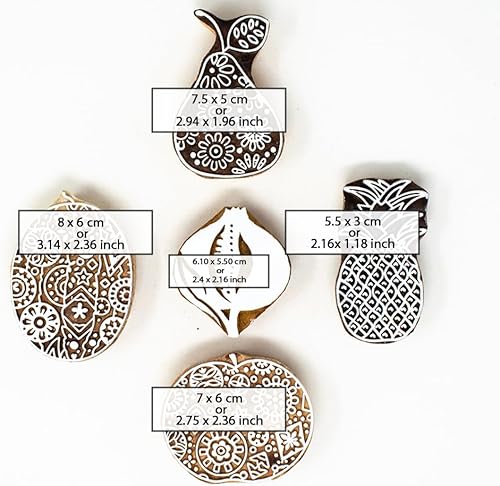 Miniatura 19 de Sellos de madera para impresión en bloque en borde de sari, textil, arcilla, cerámica, tatuaje, manualidades en tela, tatuaje de henna HASHCART®