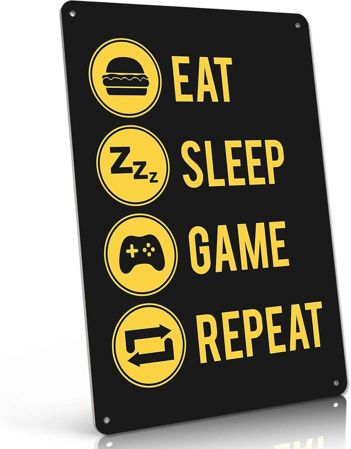 Eat Sleep Game Repeat Metal Sign 8 x 12 Inch