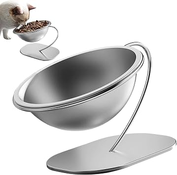Cat Raised Food Bowl, Metal Kitten Food Container, Pet Feeding Accessories, 2.3 x 2.4 x 3 Inches Large Elevated Cat Dish With Non-slip Base For Indoor Pets
