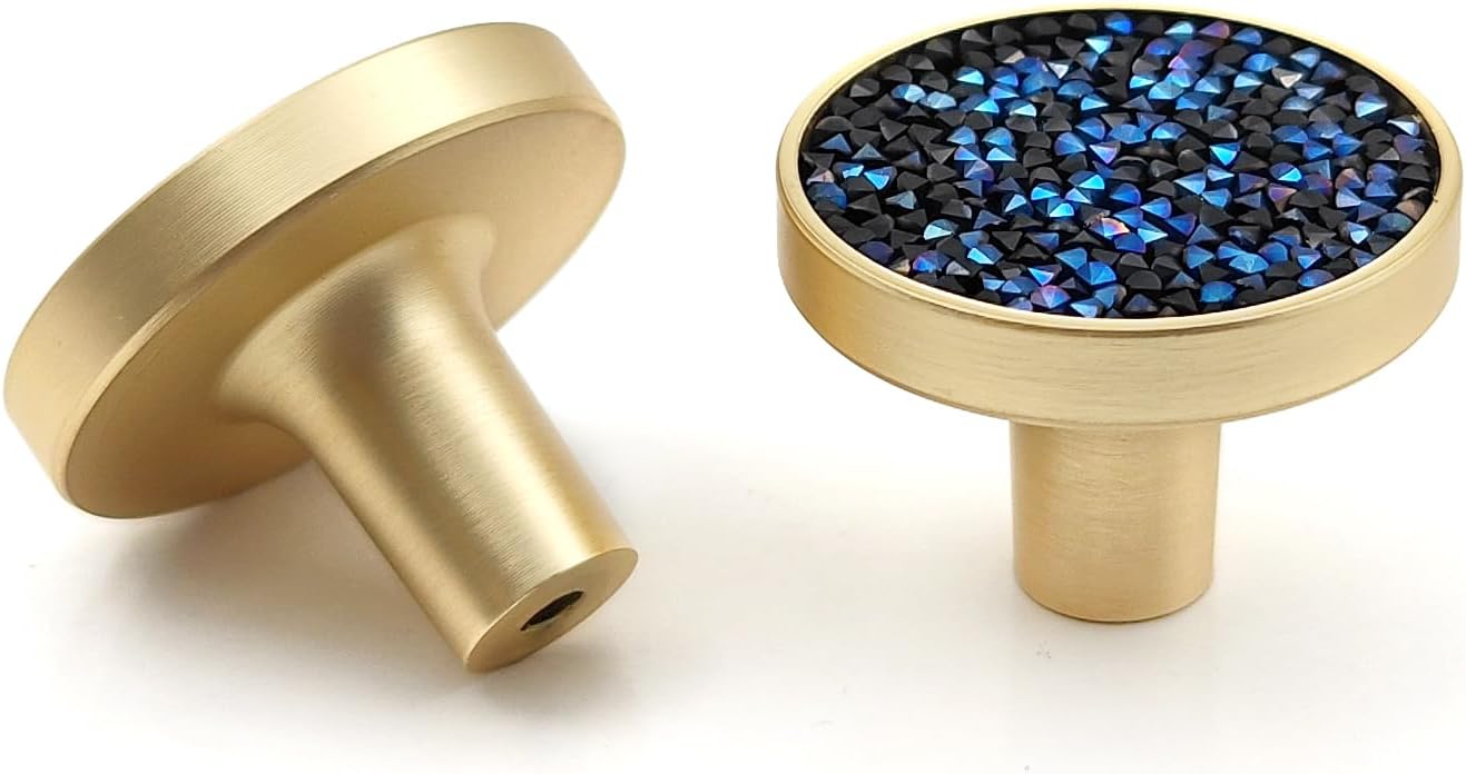 Ismosm 6Pcs Gold Knobs, Hardware, Bling Metal Drawer