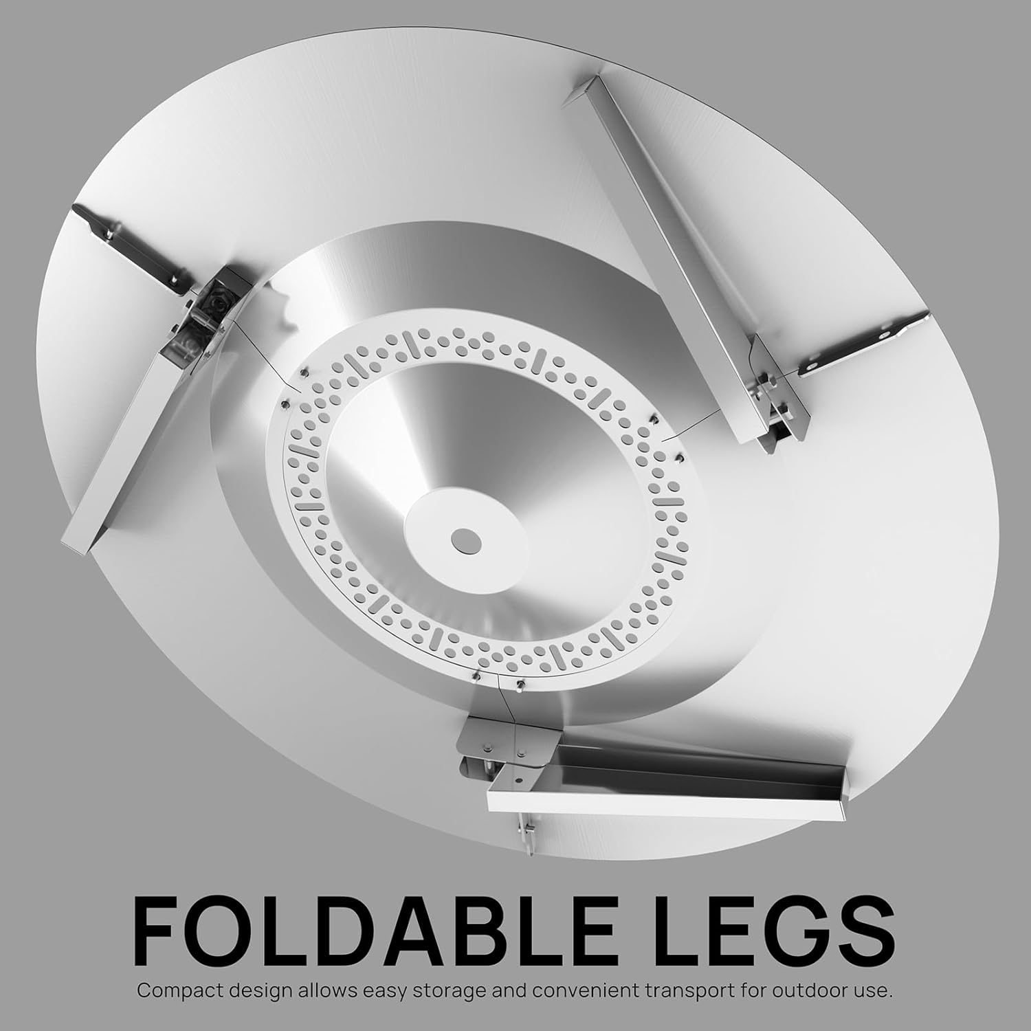 TURBRO Fireside Pluto Heat Deflector for 19/19.5in Firepit and R19 Fire Pit, Redirects Heat Outward, 304 Stainless Steel Accessory with Handles and Foldable Legs, for Outdoor and Patio Use