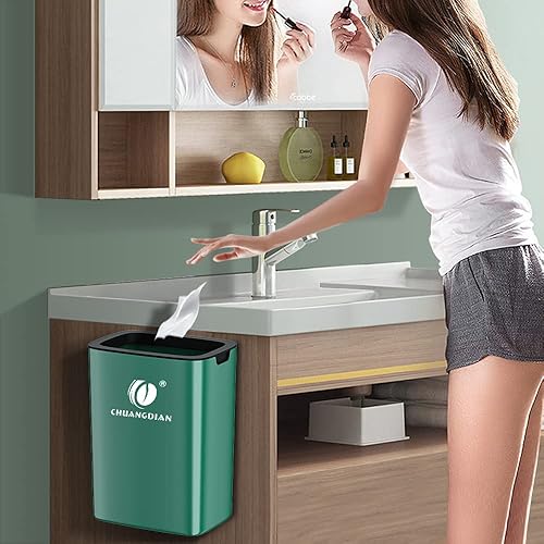 Miniatura 2 de Basurero de cocina bajo el fregadero ABS 6L montaje en pared basura hogar interior compost Bin verde colgante gabinete pequeño