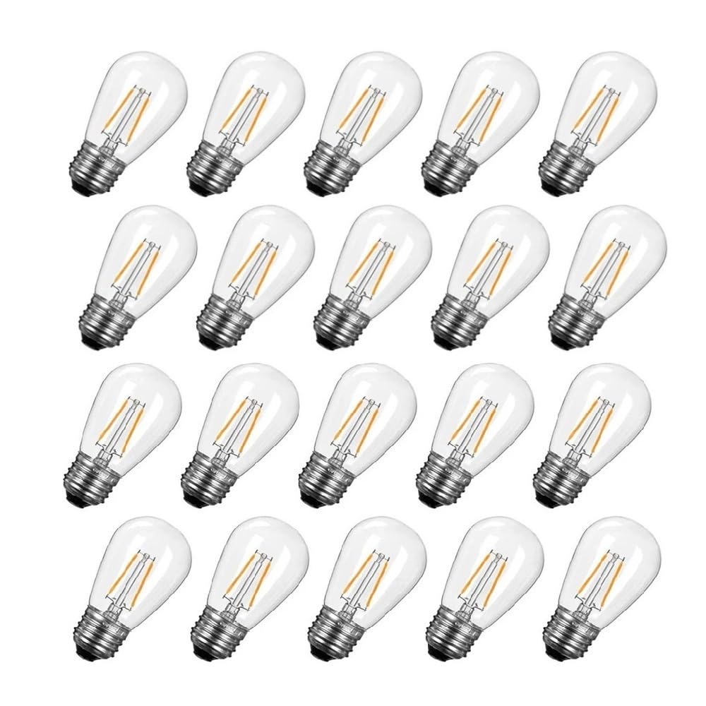 1fortunate Paquete de 20, bombilla de filamento LED Vintage AC220V E27 S14 2W/4W bombillas LED Edison cadena de luces comerciales for exteriores(4W)