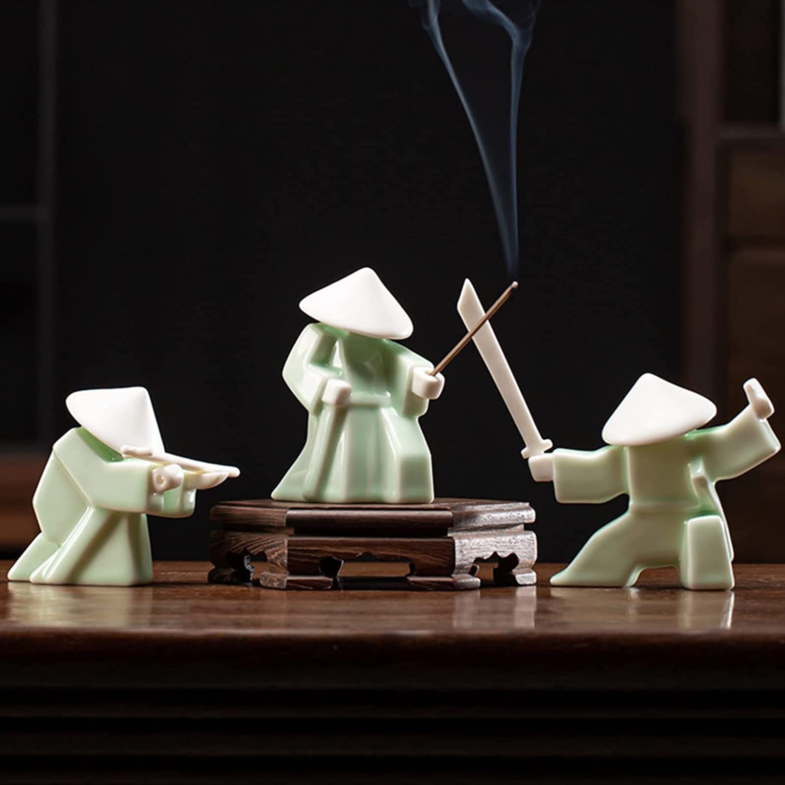 SBCGFY Feng Shui Statue,Samurai Statues And Sculptures Ceramic Figurines Decoration Gift Tea Room Home Office Feng Shui Jewelry Kung Fu Tea Set Blessing Gift