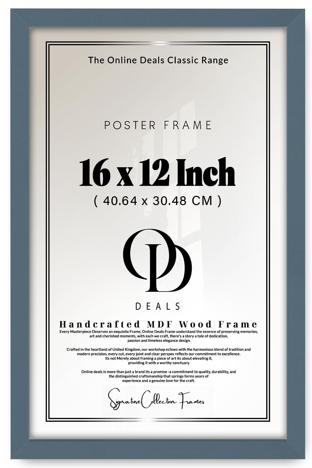 Od Deals Dark Grey Elegant Perspex 16 X 12 Inch Frame | Ideal For Displaying Art And Photos — Contemporary Touch For Living Room Or Art Gallery (40.64 X 30.48 Cm) — Slim Bevel For Wall Or Table