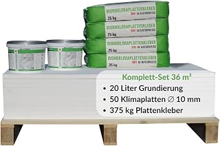 Klimaplatte 10mm Calciumsilikat Dämmplatte für innen | Kalziumsilikatplatten gegen Schimmel & Feuchtigkeit | nachhaltige Dämmung & Isolierung für Keller, Feuchtraum, Altbau, Wohnraum | Set für 36,0 m²
