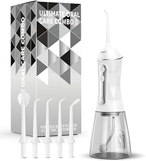 Water Flosser and Electric Toothbrush Combo,2-1 Oral Clean Kit, 5-Speed Sonic Electric Toothbrush & 4-Speed Portable Water Flosser to Clean Teeth and Protect Gum Health, IPX7