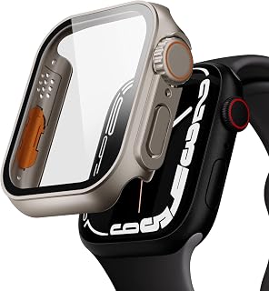 【Apple Watch Ultra Style Case】 - 44mm Apple Watch SE Case Series 6 Case with Tempered Glass Screen Protector | Apple Watch Ultra Look Case for SE, 6, 5, 4-44mm