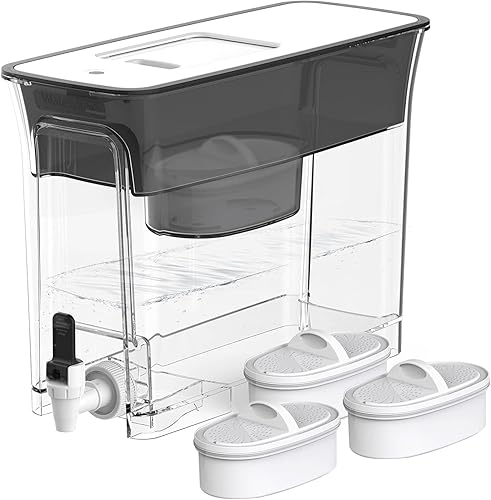 Waterdrop Dispensador de filtro de agua delgado de 35 tazas, jarra de filtro de agua de gran capacidad, larga vida útil de 200 galones, 5 veces la