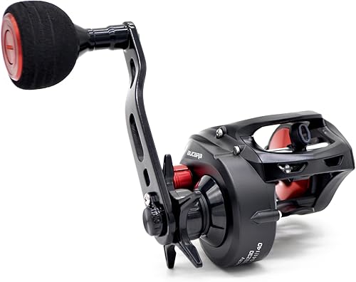 Miniatura 10 de Bucara 300 Carrete de baitcasting, marco de grafito más ancho, Rodamientos de bolas de acero inoxidable 7+1, Arrastre de carbono de 35 libras,