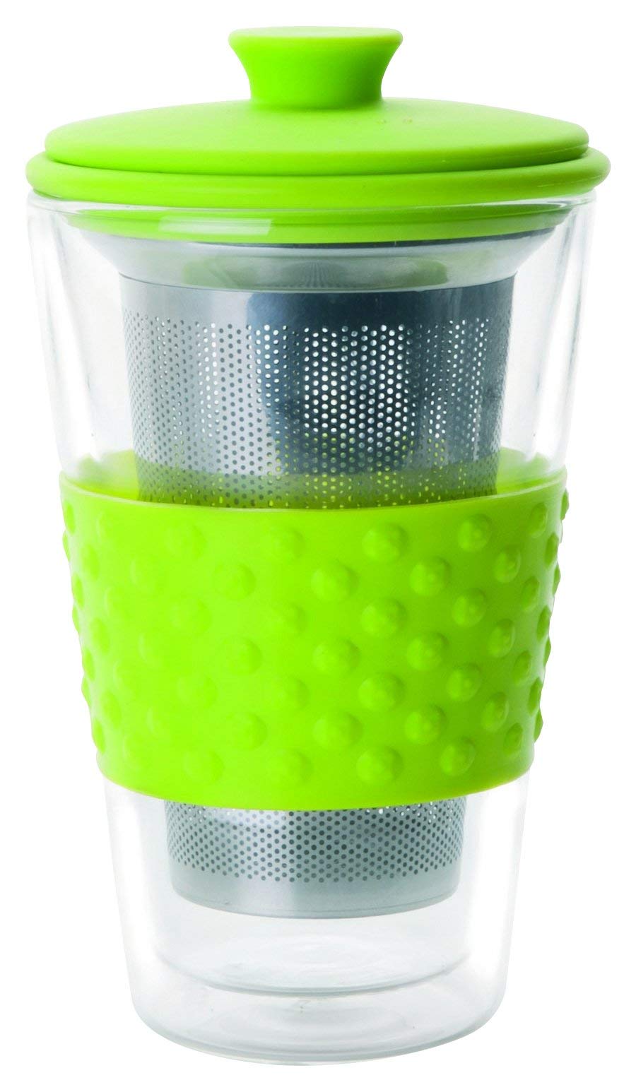 IBILITea Glass with Filter 250 ml, Transparent/Green, 9 x 9 x 13.5 cm